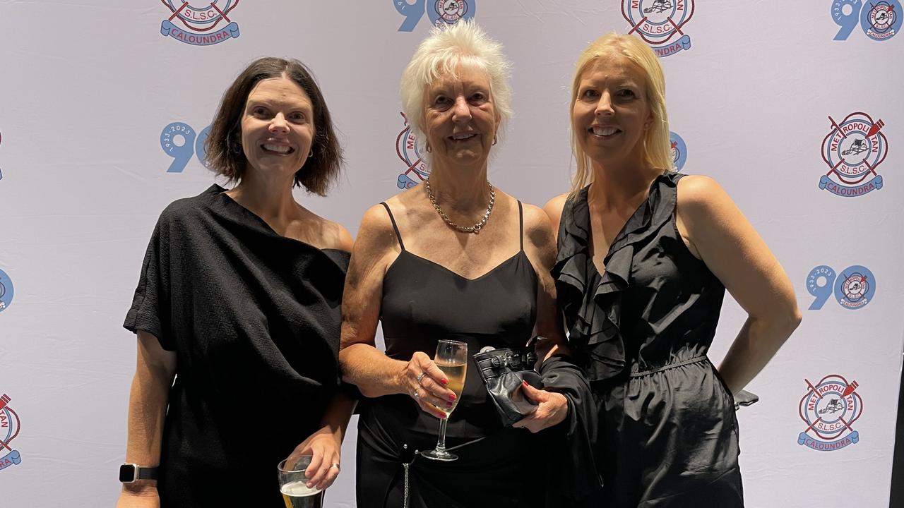 Kerri Richards, Jill Ware, and Cathy Dick at the Metropolitan Caloundra Surf Life Saving Club 90th Anniversary Gala Ball.