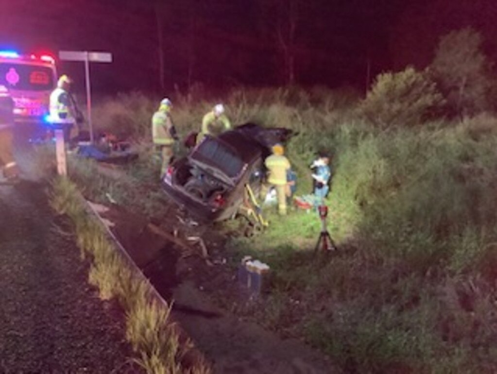 The man was trapped alone for hours until he was found by a truck driver, who provided emergency care until emergency crews arrived. Picture: contributed / Queensland Police Service