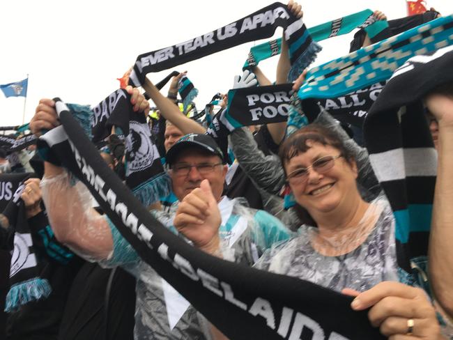 Power supporters Brian and Chris Smith flew up from Wallaroo. Picture: Matt Byrne