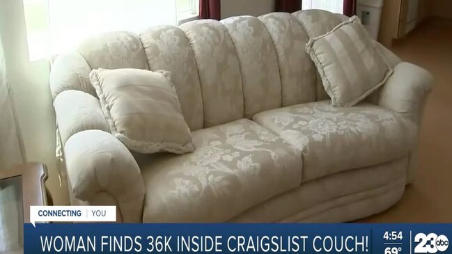 A US woman found $A50,000 in cash hidden in a second-hand couch. Picture: KGO-TV