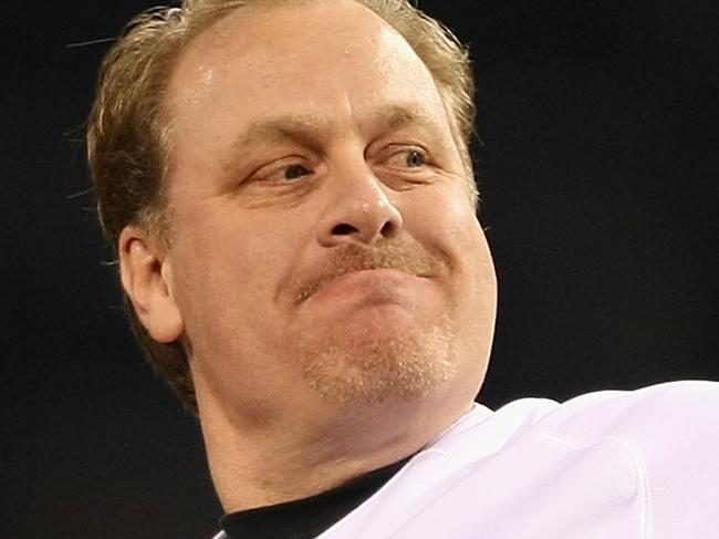 BOSTON - OCTOBER 16: Curt Schilling of the Boston Red Sox throws out the first pitch of game five of the American League Championship Series against the Tampa Bay Rays during the 2008 MLB playoffs at Fenway Park on October 16, 2008 in Boston, Massachusetts. (Photo by Elsa/Getty Images)