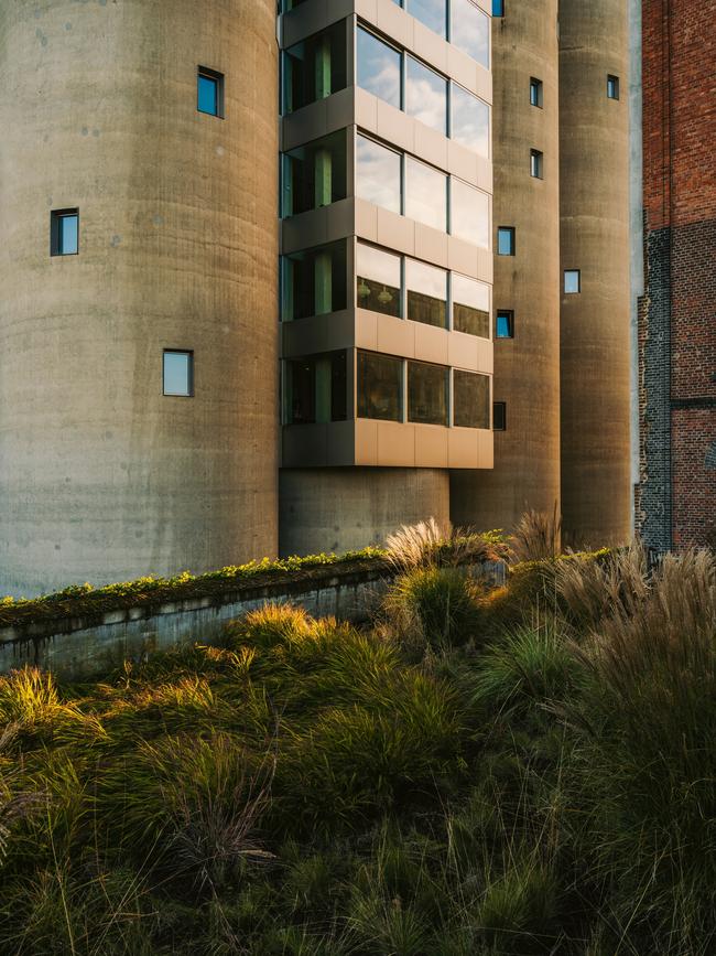 Exterior of the converted silo building near Antwerp, Belgium. Photography by Salva López for WSJ. Magazine