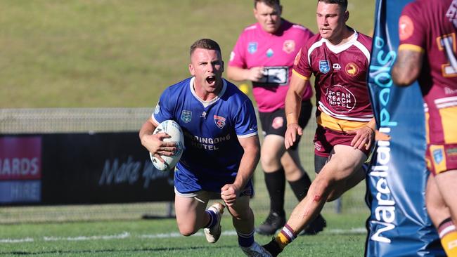 Hamish Holland goes in to score a grand final try. Picture: Steve Montgomery Sports Photography