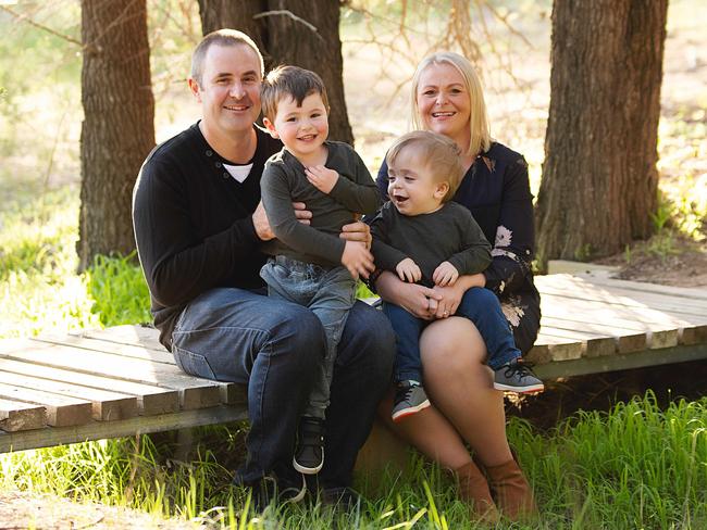 Alicia and Sean Carey with their two boys. Picture: April Nagel