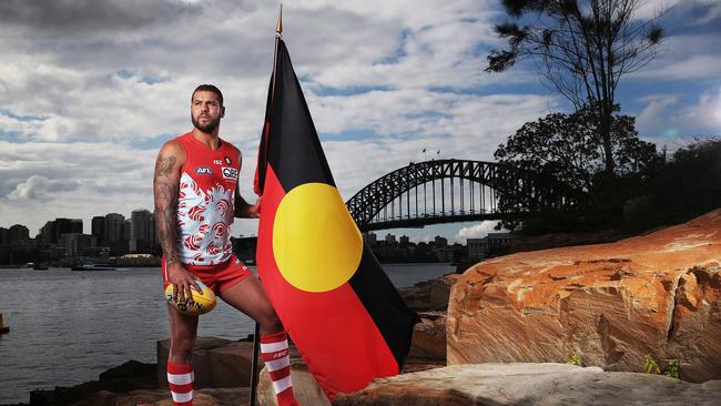 Lance Franklin at Barangaroo ahead of the AFL Indigenous Round. Picture: Phil Hillyard