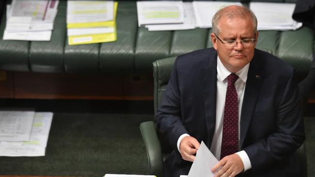 Prime Minister Scott Morrison during Question Time yesterday. Picture: Getty Images