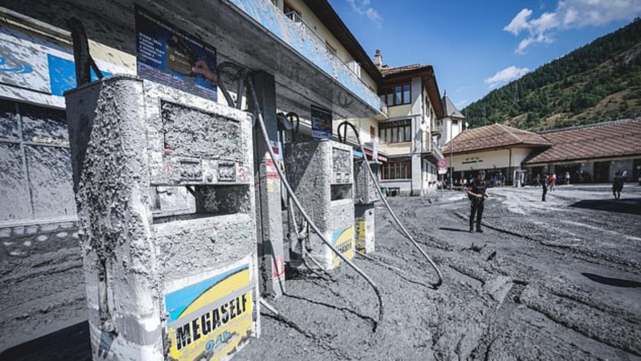 A petrol station was left drenched.