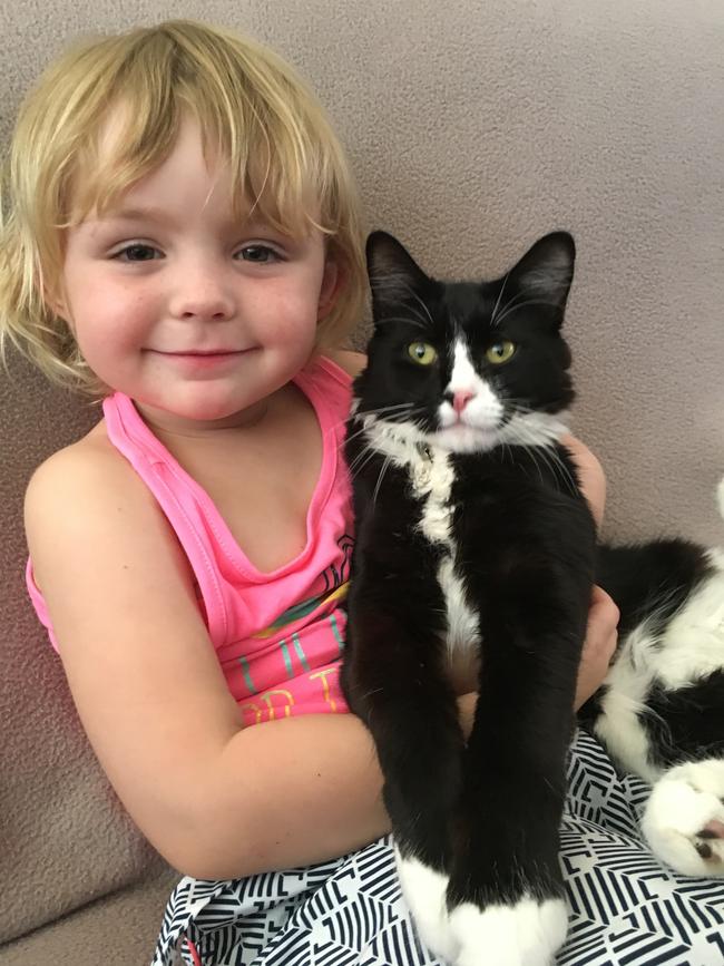 This is Sophie, aged 7, and her best friend Max, aged 4. Max is such a big sook and loves all the cuddles he can get. Picture: Sandy Warner