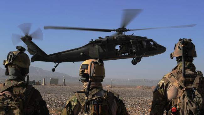 A UH-60 Black Hawk helicopter being used by Australian soldiers in Northern Kandahar, Afghanistan. Picture: Department of Defence.