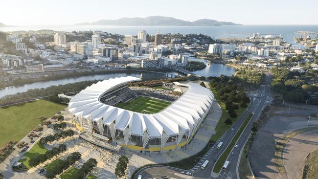 AFLNT say the stadium would be a circular version of Townsville’s open ended Queensland Country Stadium, home to the NRL’s North Queensland Cowboys