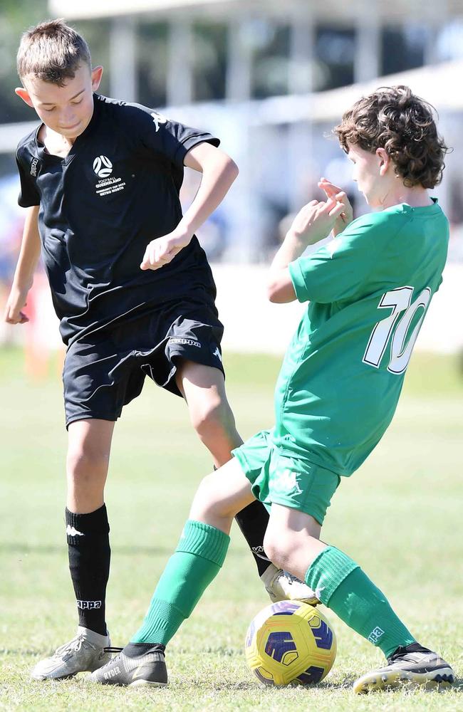 Football Queensland Community Cup carnival, Maroochydore. U13 boys, Sunshine Coast V Metro North. Picture: Patrick Woods.