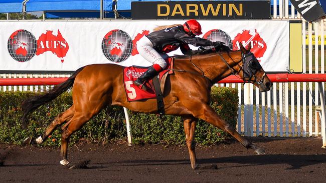 The Jason Manning trained Noir De Rue won the 2023 Chief Minister's Cup with jockey Vanessa Arnott aboard. Picture: Caroline Camilleri