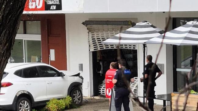 A car ploughed into a tobacco store in Mount Gravatt. Picture: Facebook