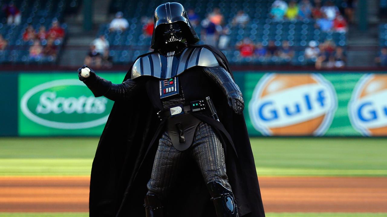 Darth Vader throws out the first pitch on Star Wars Night in Miami 