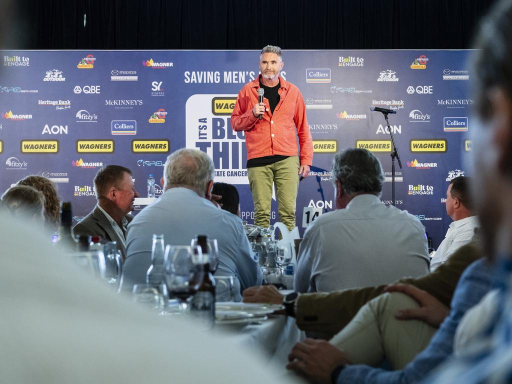 Dave Hughes on stage at It's A Bloke Thing 2023 at Wellcamp Airport, Friday, August 18, 2023. Picture: Kevin Farmer