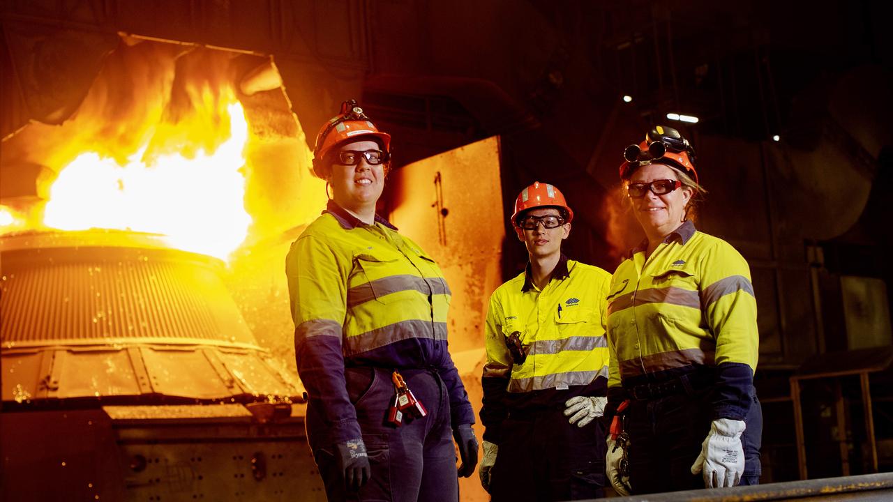 Workers at BlueScope’s steel manufacturing plant in Port Kembla. The manufacturer is feeling the brunt of lower global steel prices. Picture: Nikki Short