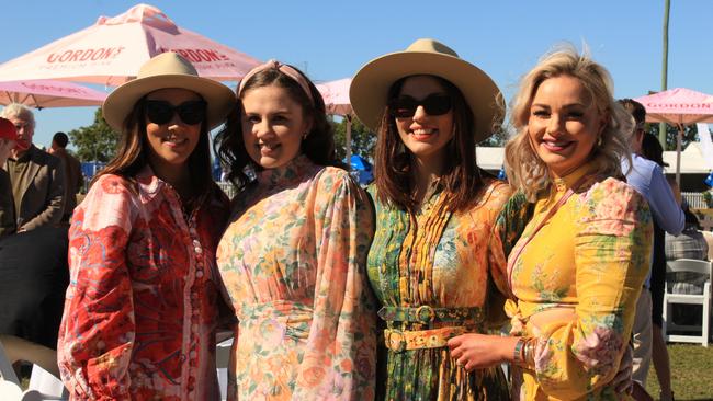 POP UP POLO BUNDABERG 2021: Alena Lennox, Kate Fisher, Sue-Ellen Wessel and Brooklyn Handley at the polo.