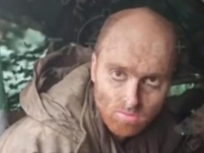 In a video circulating Pro-Russian Telegram channels, Australian mercenary Oscar Jenkins is interrogated by Russian fighters after being captured in Donbas. Picture: Telegram