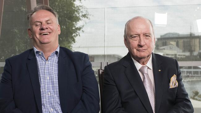 Alan Jones and Mark Latham book Launchat Manjit's restaurant.All about conversations isn't it Alan.The Wharf, 10/49 Lime St, King St Wharf, Sydney.Picture's Darren Leigh Roberts