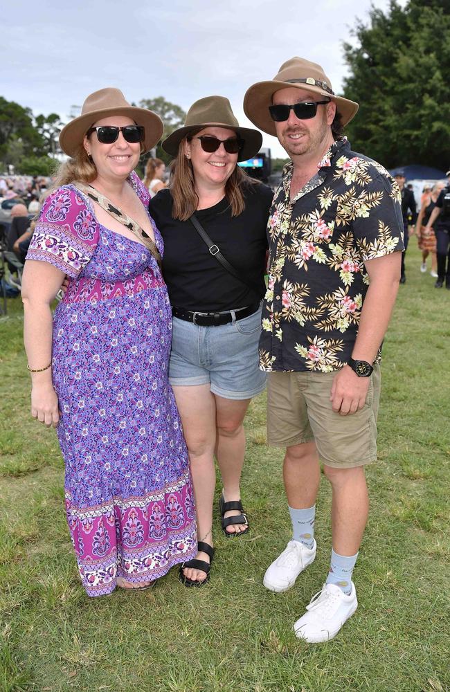 Ashleigh Green, Megan Prince and Justin Lucas at Sounds of Rock 2024 in Hervey Bay. Picture: Patrick Woods.