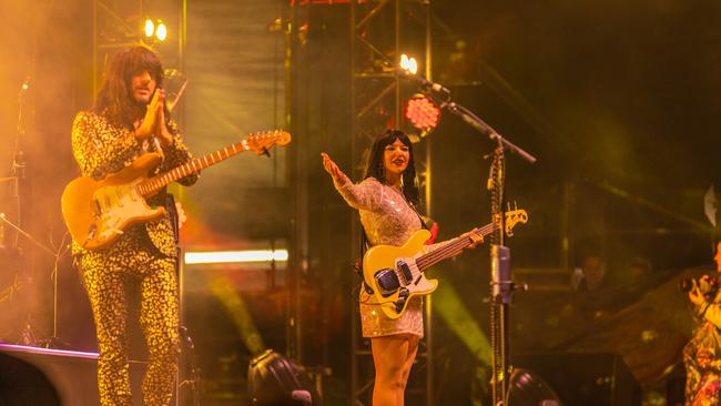 20/11/2022: Khruangbin performing at the debut Harvest Rock festival in Adelaide. Picture: Topbunk