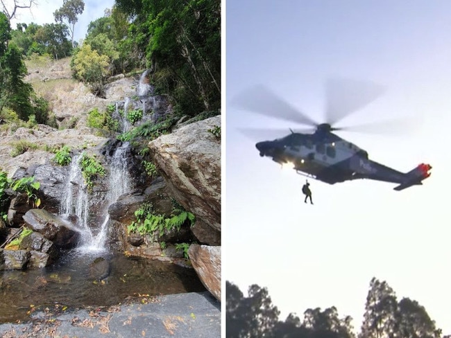 There are grave concerns for a teenage boy after he fell headfirst from a popular waterfall in Queensland. 