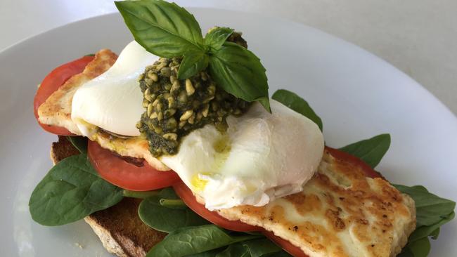 The Sunday Telegraph. Eat Street Erskineville, Urban Cat Cafe. Breakfast bruschetta with two poached eggs; Photo Jenifer Jagielski