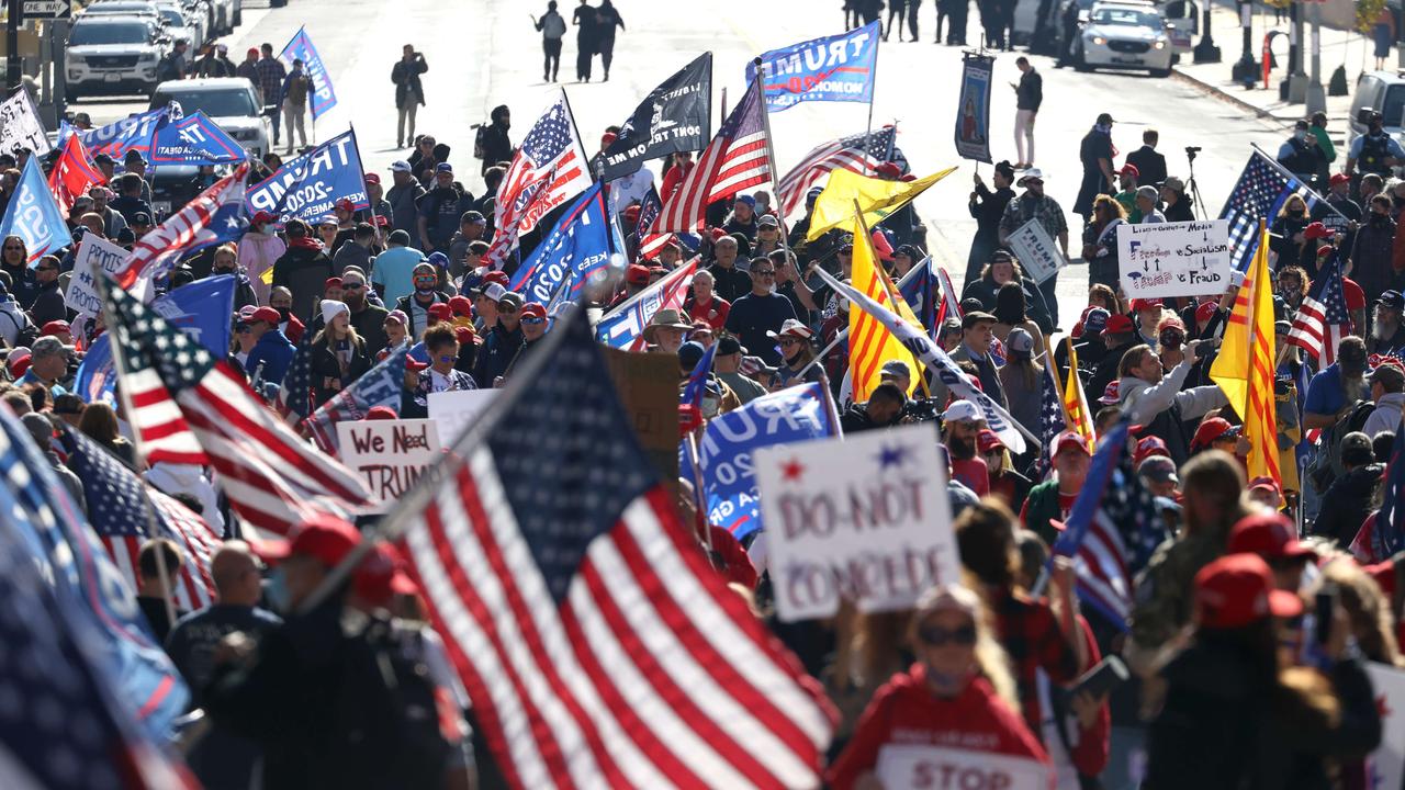 The protesters support the President’s unsubstantiated claim the election was rigged. Picture: Tasos Katopodis/Getty Images/AFP