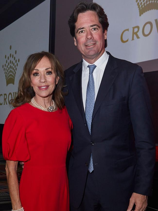 Ann Peacock and Gillon McLachlan. Picture: Carly Ravenhall