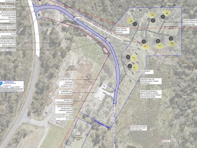 Site plans for a proposed glamping facility at Cradle Mountain. Picture: Cumulus Studios PTY LTD.