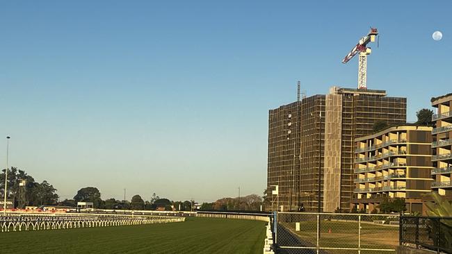 New construction on the home turn at Eagle Farm which caused the meeting to abandoned. Picture: News Corp Australia