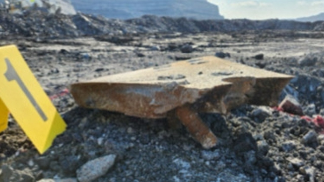 Part of the dozer blade found blown away from the explosion. Picture: NSW Resources Regulator.