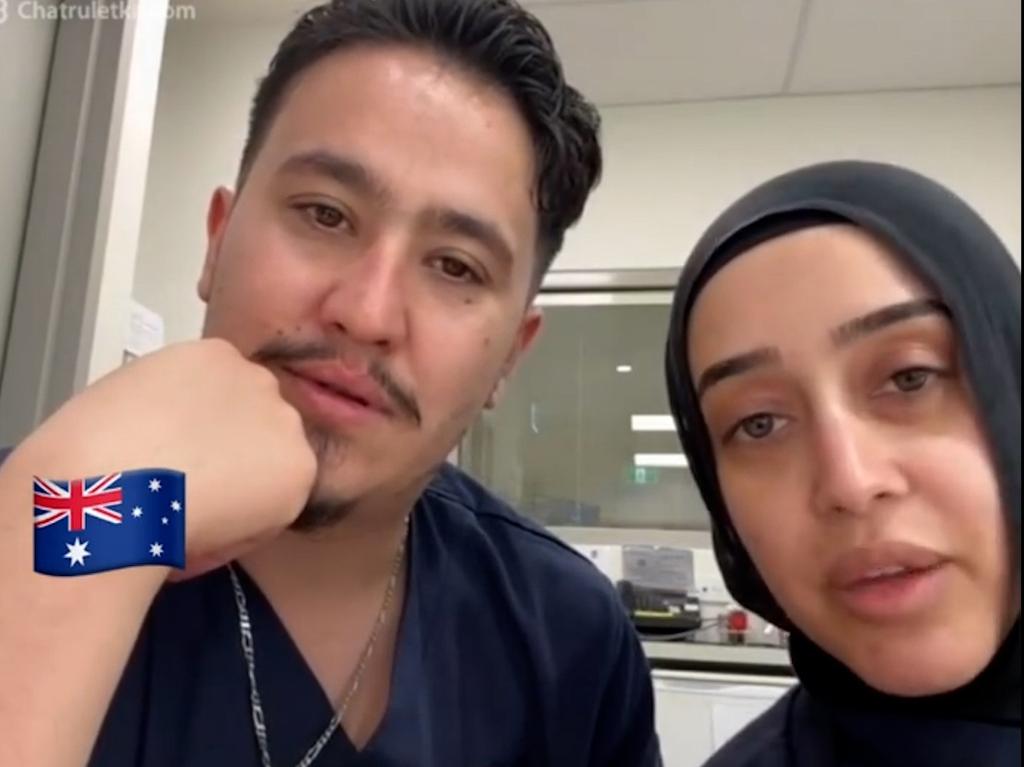 NSW government officials are investigating after nurses at Bankstown Hospital, Rashad Nadir and Sarah Abu Lebdeh, were filmed declaring they would refuse to treat Israeli people and would “kill them” if they presented to their ward. Picture: NewsWire