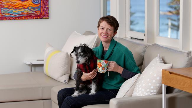 Caroline Kelly with her dog Quinto set up a pancreatic cancer charity when her husband was diagnosed. Picture: Troy Snook