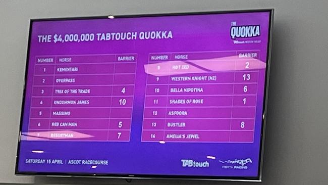 Betting was suspended on The Quokka after the initial barrier draw was compromised.