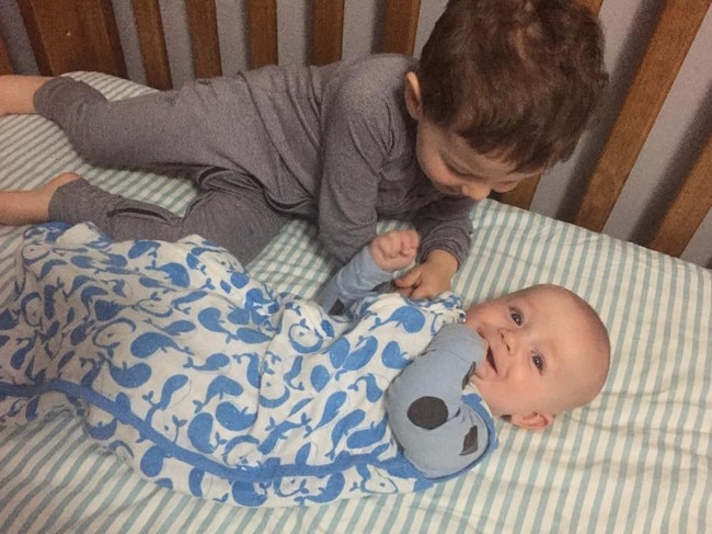 The boys in a cot together, posted on Facebook in 2015. Picture: Facebook/Trish Smith