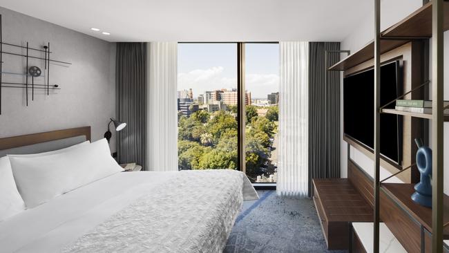 Guestroom at Le Meridien hotel in Melbourne.