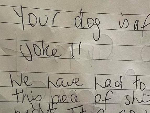 A note sent to a householder in Helensvale about a barking dog.