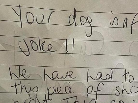 A note sent to a householder in Helensvale about a barking dog.