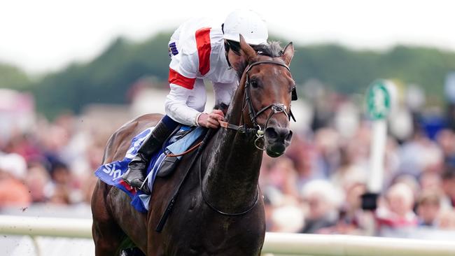 Deauville Legend ridden by Daniel Muscutt on their way to winning the Sky Bet Great Voltigeur Stakes on day one of the Ebor Festival at York Racecourse. Picture date: Wednesday August 17, 2022. (Photo by Mike Egerton/PA Images via Getty Images)