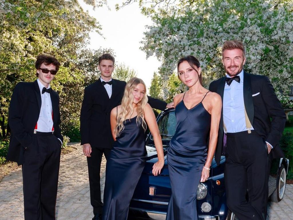 Brooklyn Beckham and partner Nicola Peltz were not pictured alongside Cruz, Romeo, Harper, Victoria and David at the 50th birthday celebrations in Paris. Picture: Instagram