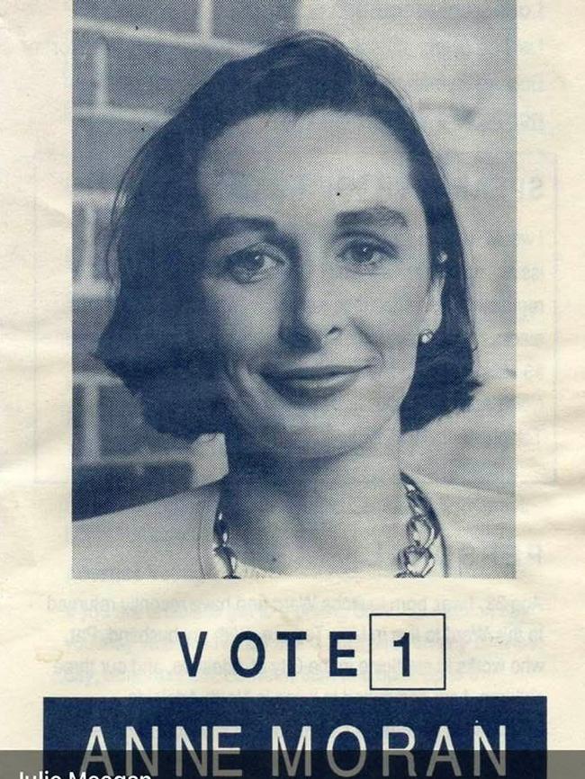 Adelaide City Council member Anne Moran’s first election poster in 1995. Picture: Facebook