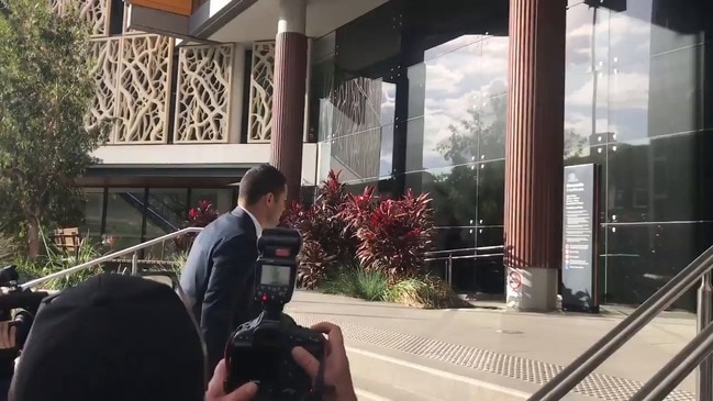 Jarryd Hayne arrives at Newcastle court