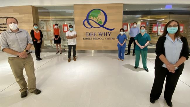 Staff at Dee Why Family Medical Centre pictured observing social distancing. Picture: Supplied