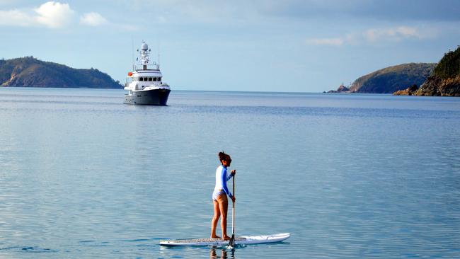 Sheree Everitt paddleboarding in the Whitsundays for the Everitt’s TV travel show <i>The Great Australian Doorstep.</i>                     