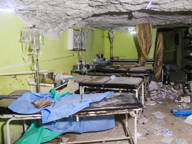 Destruction at a hospital room in Khan Sheikhun. Picture: AFP