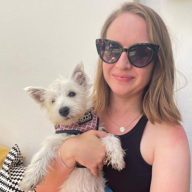 Inner West Councillor Chloe Smith with her now nine-month old puppy. Picture: Supplied