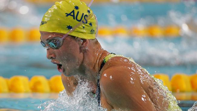 Brooke Hanson in action during her first Olympic Games where she would win silver in the 100m breaststroke..