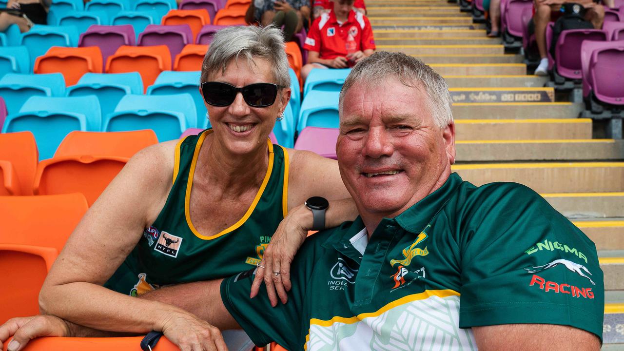 John and Vicki Hewett ahead of the NTFL grand final. Picture PEMA TAMANG Pakhrin