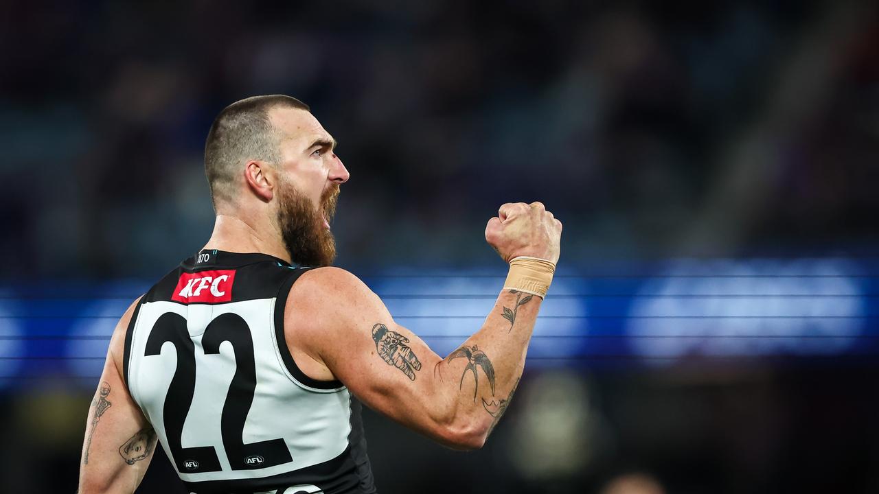 A typical Charlie Dixon celebration. Picture: Dylan Burns/AFL Photos via Getty Images